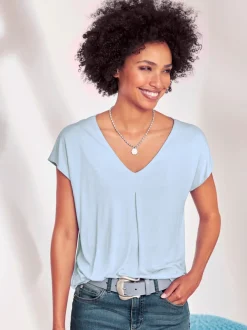 T-shirt fluide à col V et manches courtes élégantes