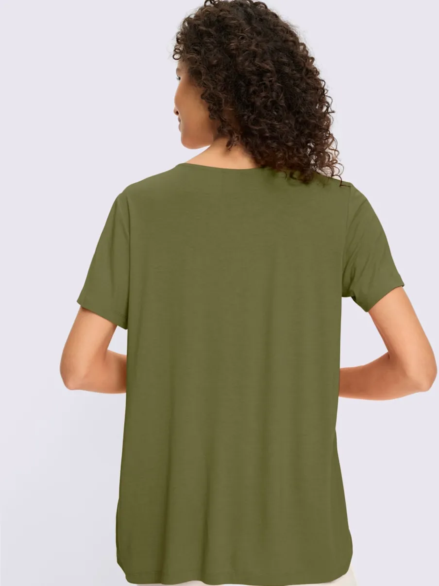 T-shirt fluide en viscose douce à col rond et manches courtes