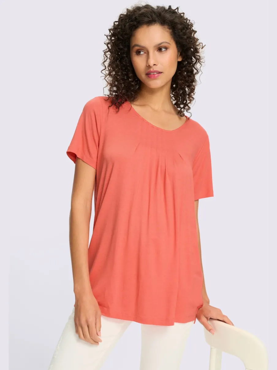 T-shirt fluide en viscose douce à col rond et manches courtes