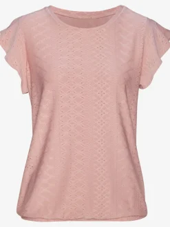 T-shirt fluide à manches chauve-souris brodé en ajouré
