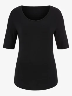 T-shirt fluide à manches doublées et ourlet arrondi