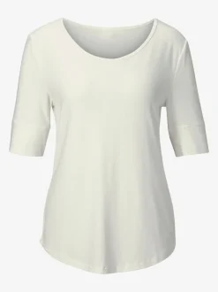 T-shirt fluide à manches doublées et ourlet arrondi
