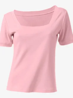 T-shirt à grande encolure carrée avec manches courtes et coupe ajustée