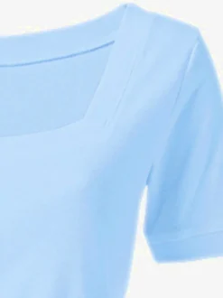 T-shirt à grande encolure carrée avec manches courtes et coupe ajustée