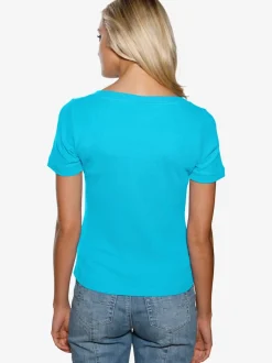 T-shirt à grande encolure carrée avec manches courtes et coupe ajustée
