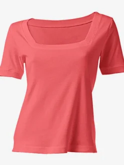 T-shirt à grande encolure carrée avec manches courtes et coupe ajustée