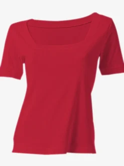T-shirt à grande encolure carrée avec manches courtes et coupe ajustée