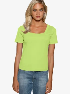 T-shirt à grande encolure carrée avec manches courtes et coupe ajustée