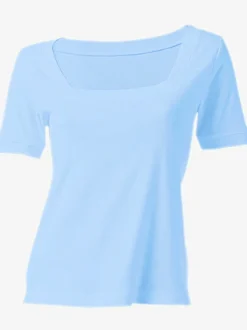 T-shirt à grande encolure carrée avec manches courtes et coupe ajustée