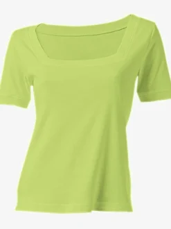 T-shirt à grande encolure carrée avec manches courtes et coupe ajustée