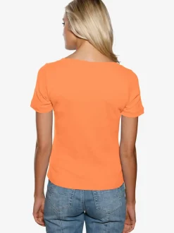 T-shirt à grande encolure carrée avec manches courtes et coupe ajustée