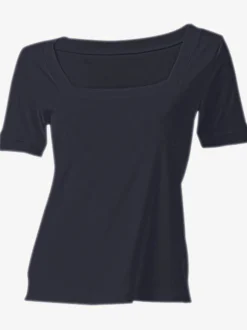 T-shirt à grande encolure carrée avec manches courtes et coupe ajustée