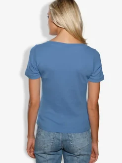 T-shirt à grande encolure carrée avec manches courtes et coupe ajustée