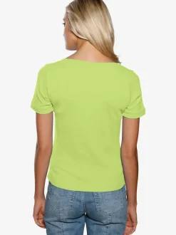 T-shirt à grande encolure carrée avec manches courtes et coupe ajustée
