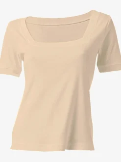 T-shirt à grande encolure carrée avec manches courtes et coupe ajustée