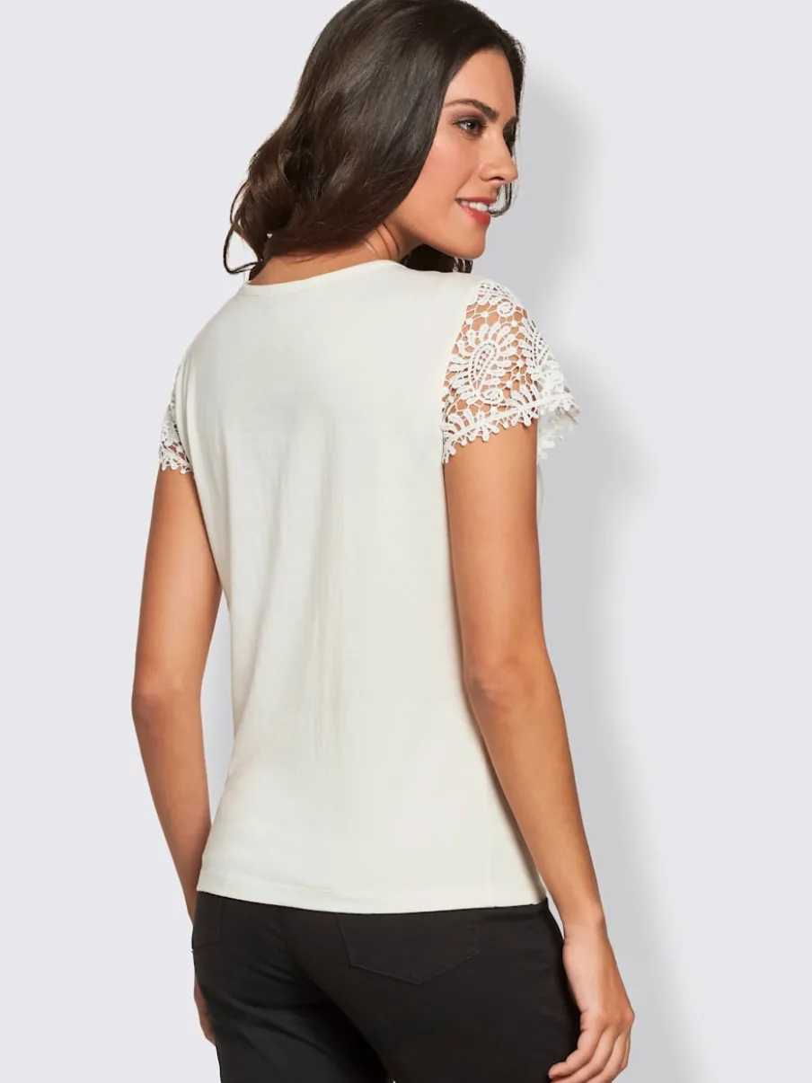 T-shirt haut mancherons broderie anglaise douceur coton-modal