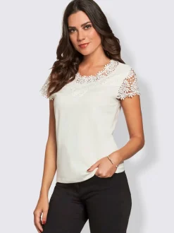 T-shirt haut mancherons broderie anglaise douceur coton-modal
