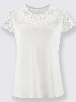T-shirt haut mancherons broderie anglaise douceur coton-modal