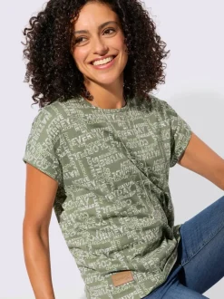 T-shirt imprimé avec encolure ronde et mancherons décontractés