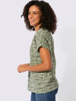 T-shirt imprimé avec encolure ronde et mancherons décontractés