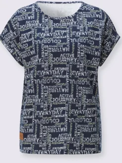T-shirt imprimé avec encolure ronde et mancherons décontractés