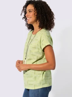 T-shirt imprimé avec encolure ronde et mancherons décontractés