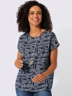 T-shirt imprimé avec encolure ronde et mancherons décontractés