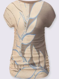T-shirt imprimé floral encolure ronde mancherons modernes