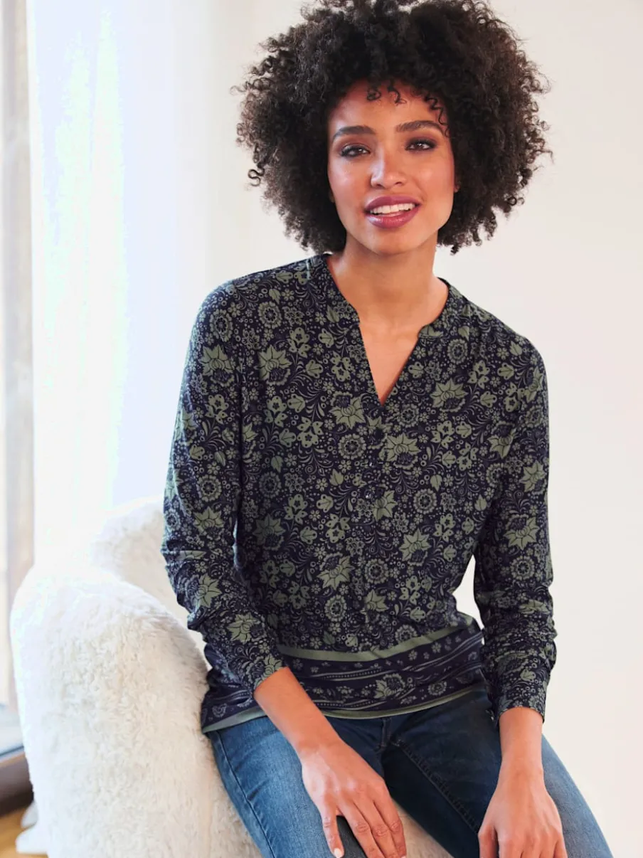 T-shirt imprimé floral à manches longues en jersey doux
