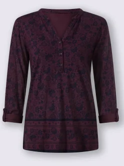 T-shirt imprimé floral à manches longues en jersey doux