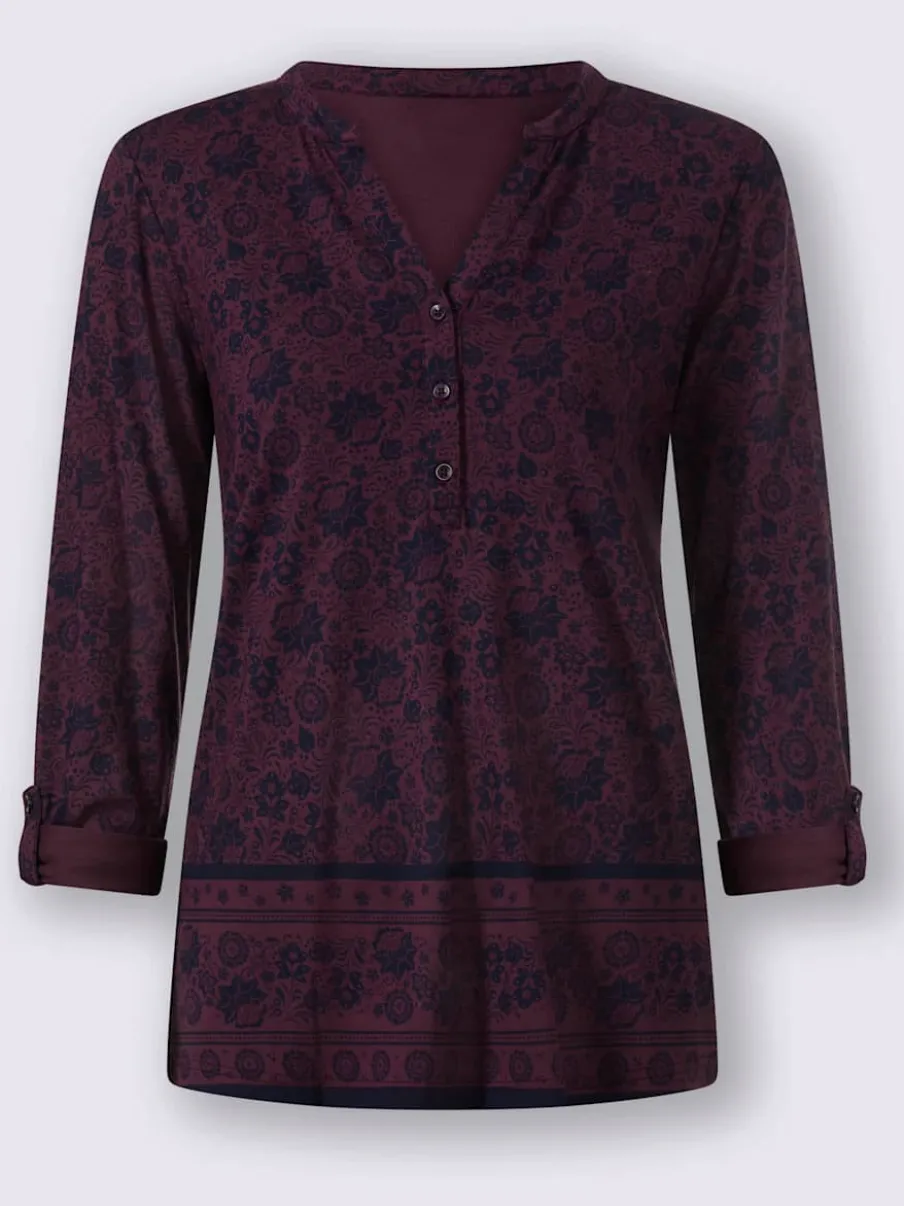T-shirt imprimé floral à manches longues en jersey doux
