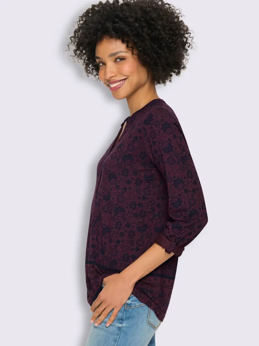 T-shirt imprimé floral à manches longues en jersey doux
