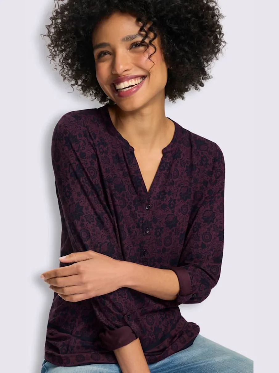 T-shirt imprimé floral à manches longues en jersey doux