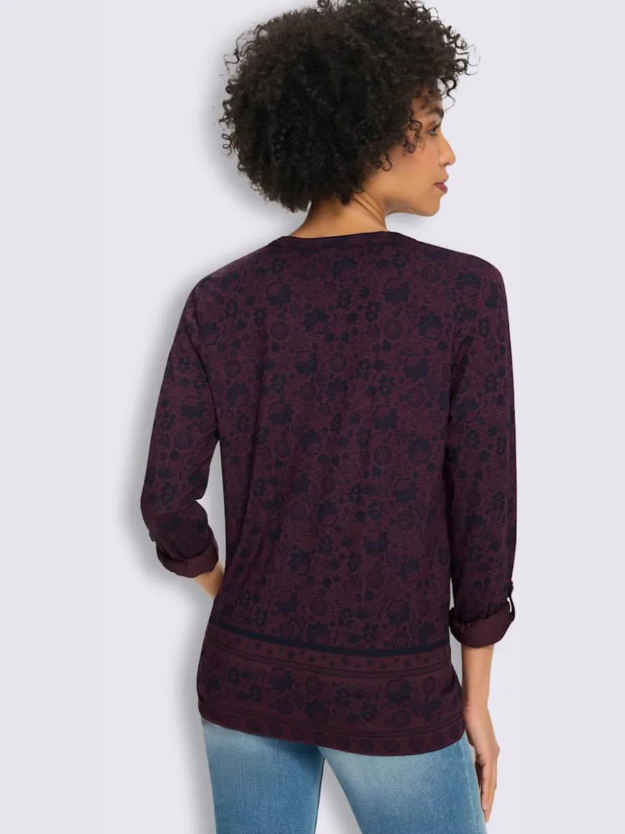 T-shirt imprimé floral à manches longues en jersey doux