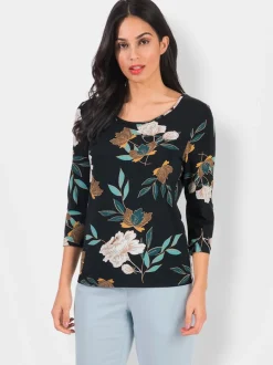 T-shirt imprimé floral manches 3/4 en viscose douce