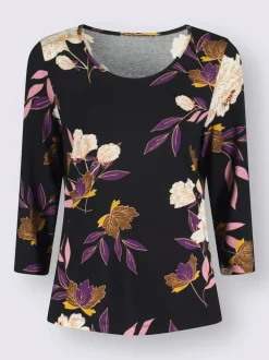 T-shirt imprimé floral manches 3/4 en viscose douce