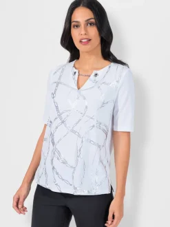 T-shirt à imprimé graphique avec œillets et fentes latérales