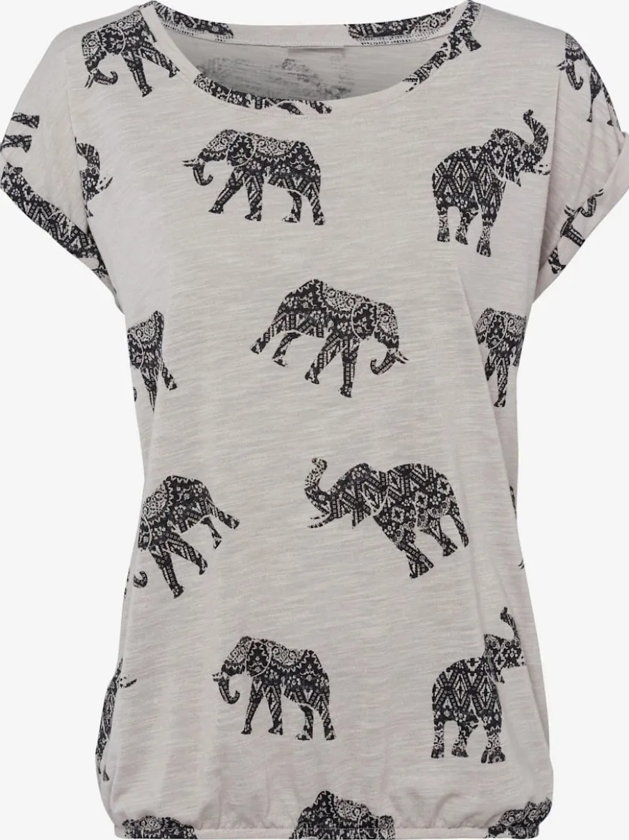 T-shirt imprimé éléphants avec ourlet à revers doux