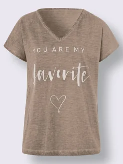 T-shirt à inscription col rond manches courtes délavées
