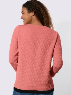 T-shirt jacquard à encolure ronde manches longues décontracté