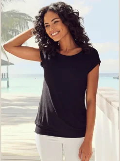 T-shirt large à col rond avec ceinture à l'ourlet