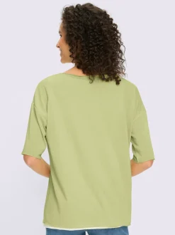 T-shirt léger à col U avec manches 3/4 et débardeur intégré