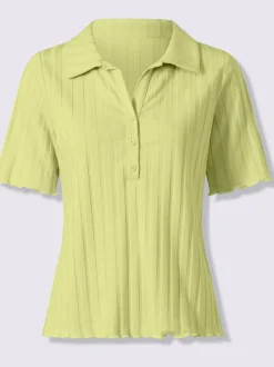 T-shirt léger à col V avec rayures et manches courtes