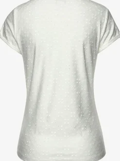 T-shirt léger à encolure ronde avec broderie ajourée et manches courtes