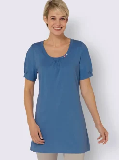 T-shirt long avec encolure ronde et manches courtes