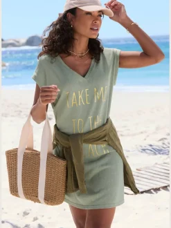 T-shirt long encolure avec bords-côtes légèrement brillants grâce au fil lurex