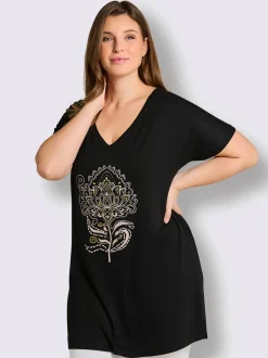 T-shirt long encolure en v affinante