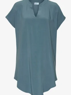 T-shirt long à encolure en V avec finition bordée