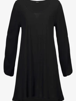 T-shirt long à encolure ronde avec manches fendues en viscose fluide