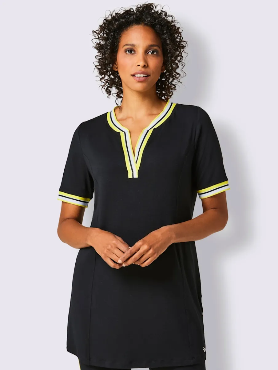 T-shirt long en modal avec rayures sur l'encolure